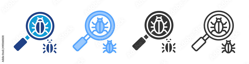 Poster Bug Finding icon set multiple style collection