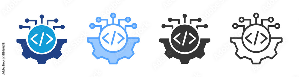 Aufkleber Integration Code icon set multiple style collection
