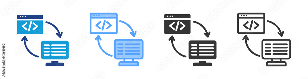 Poster Release icon set multiple style collection