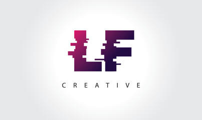 Fototapeta premium Digital Glitch LF Letter Logo | Modern Creative Branding Design | Technology Business Identity
