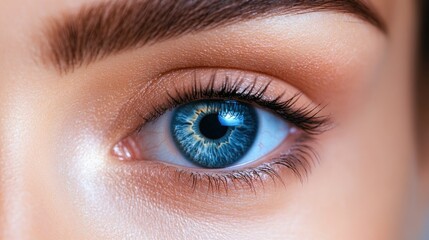 Obraz premium Close-up of a beautiful blue eye