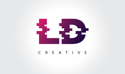 Digital Glitch LD Letter Logo | Modern Creative Branding Design | Technology Business Identity