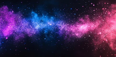 Obraz premium Vibrant pink and blue glitter particles swirl in a cosmic dust cloud creating a magical, dreamy effect Perfect for digital art and design projects