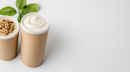 Eco friendly coffee cups minimalist beverage image for cafe marketing