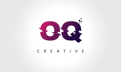 "Digital Glitch OQ Letter Logo | Modern Creative Branding Design | Technology Business Identity"