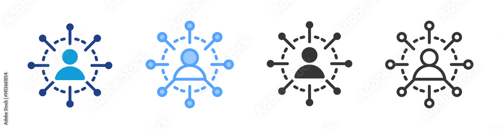 Poster physical place icon set multiple style collection