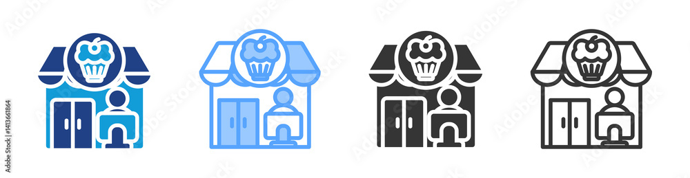 Poster cafe icon set multiple style collection