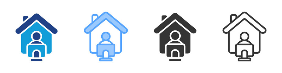 Home Office icon set multiple style collection