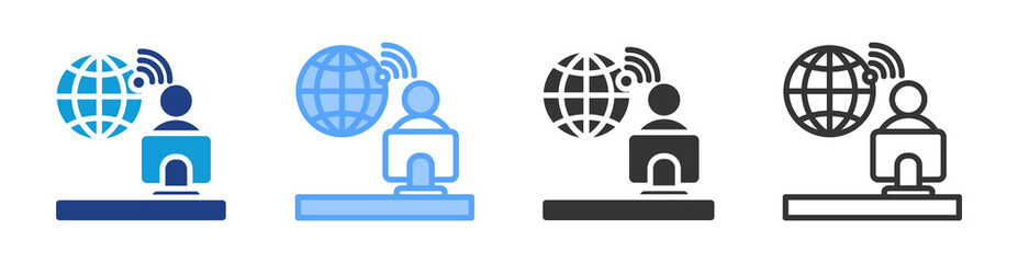 Fototapeta premium Remote Worker icon set multiple style collection