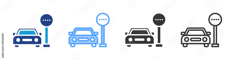 Aufkleber parking icon set multiple style collection