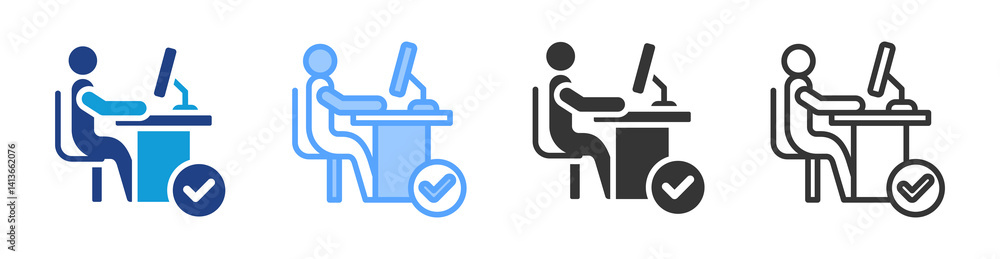 Poster Comfortable Workplace icon set multiple style collection