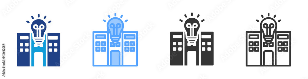 Poster creative office icon set multiple style collection