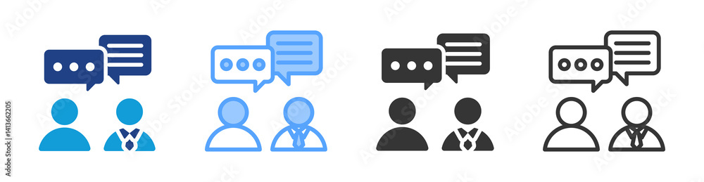 Poster communication icon set multiple style collection
