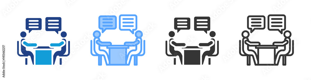 Poster Discussion icon set multiple style collection