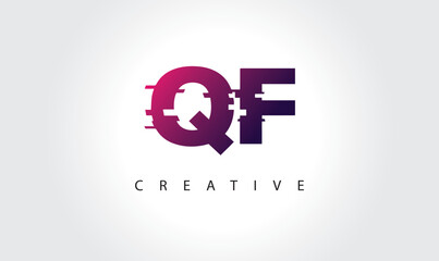 "Digital Glitch QF Letter Logo | Modern Creative Branding Design | Technology Business Identity"