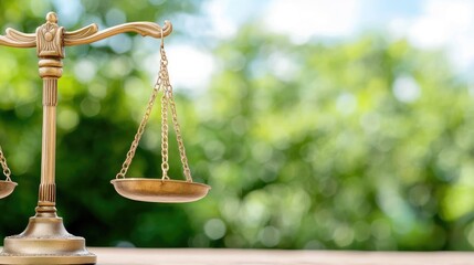 Golden scale balance nature background justice harmony legal concept image
