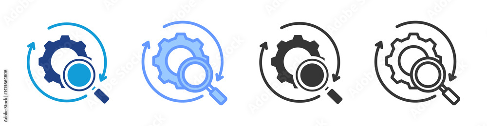 Poster Process Analysis icon set multiple style collection