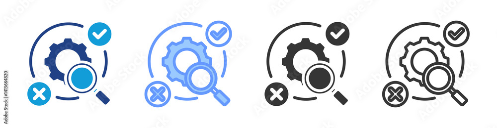 Poster Process Evaluation icon set multiple style collection
