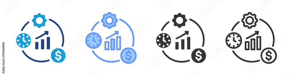 Poster Efficiency Optimization icon set multiple style collection