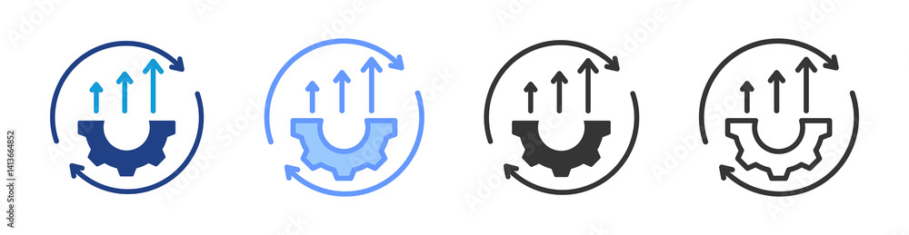 Aufkleber continuous improvement icon set multiple style collection