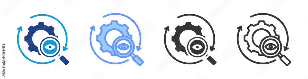 Poster Monitoring icon set multiple style collection