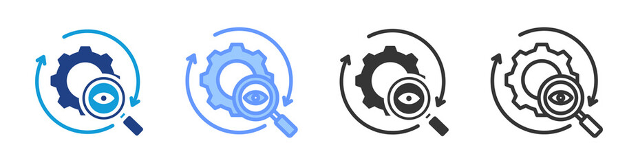 Monitoring icon set multiple style collection