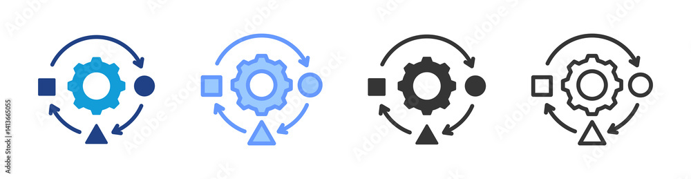 Aufkleber adaptation icon set multiple style collection