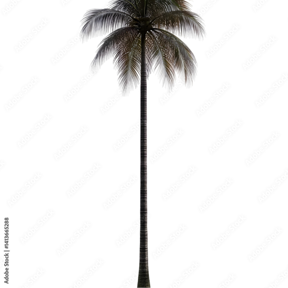 Poster isolated palm tree illustration in realistic style on transparent background