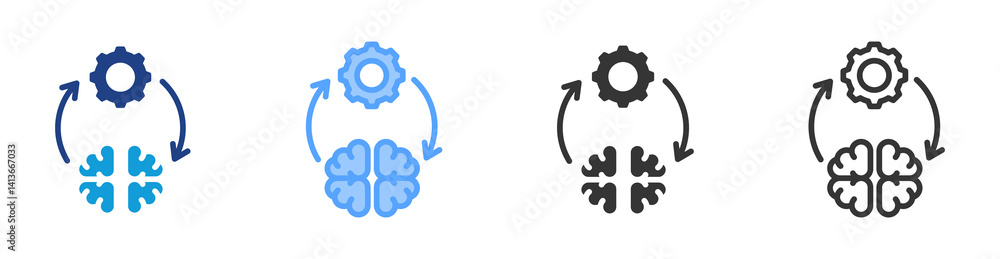 Poster Systematic icon set multiple style collection