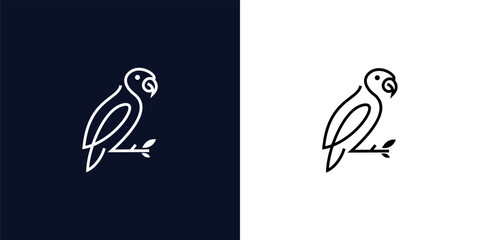 Continuous frame bird icon. Single line bird logo. Minimalist Doff emblem.