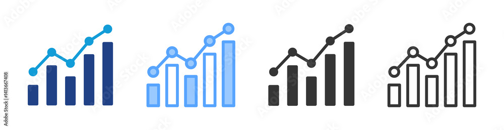Aufkleber Graph icon set multiple style collection