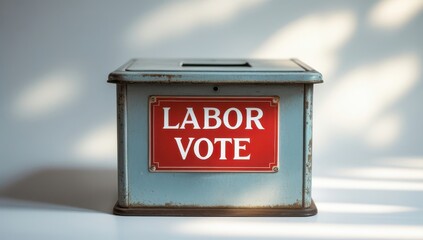 Vintage Metal Ballot Box for Labor Vote