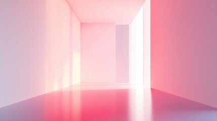 Fototapeta premium Gentle soft pink light glowing in the background with a smooth gradient, plenty of space for a central copy