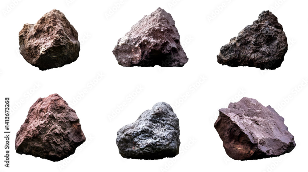 Poster isolated rocks set against transparent background a realistic photo