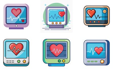 Set of heart monitor on white background