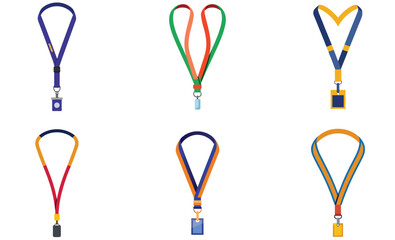 Set of lanyard on white background