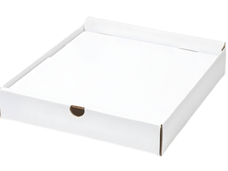 Isolated White Cardboard Pizza Box On Transparent Background Photo