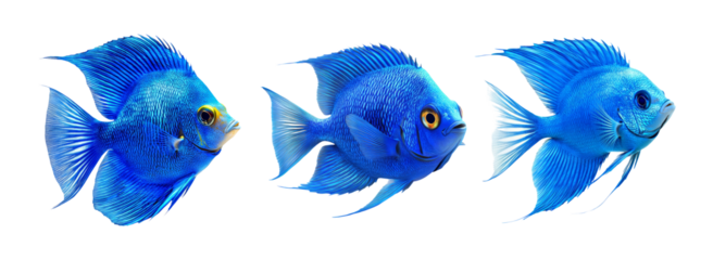 Colorful Blue Fish Collection for Aquatic and Marine Life Themes