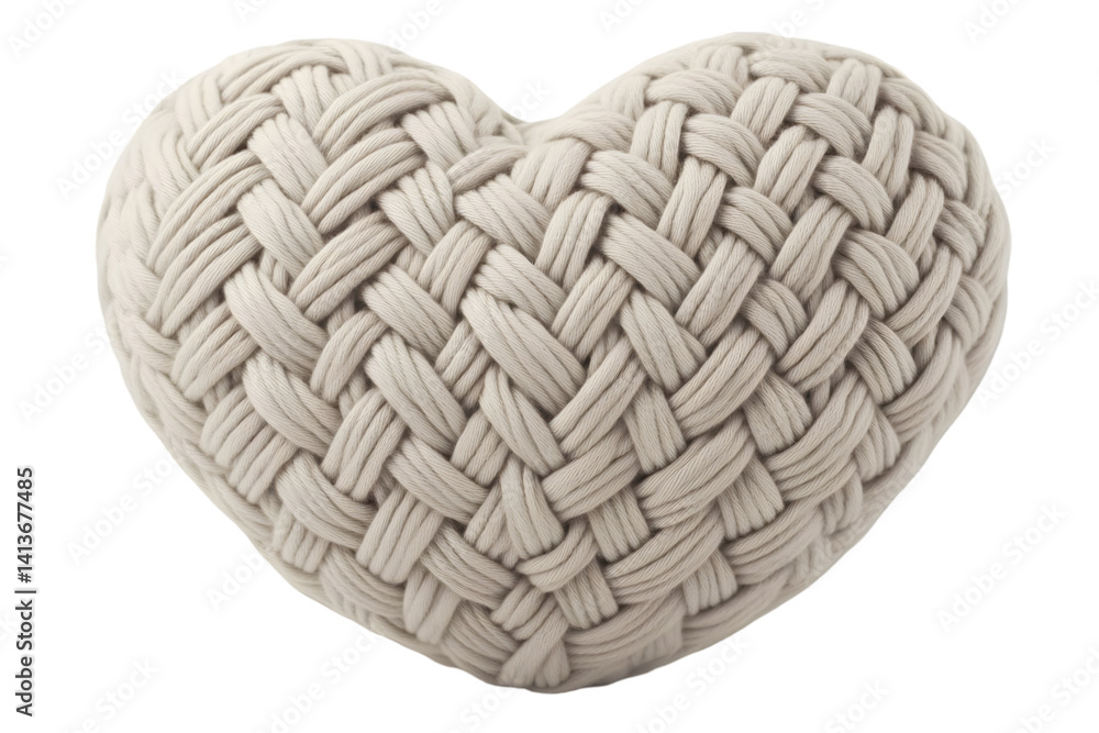 Poster isolated woven heart object on a transparent background for design element