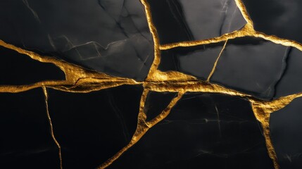 Elegant close-up of black marble with striking gold veining, evoking luxury and sophistication