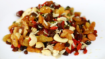 Mixed nuts. Snack food consisting of any mixture of mechanically or manually combined nuts.
