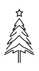 Minimalist Christmas Tree Illustration with Illuminated Star in Black Background