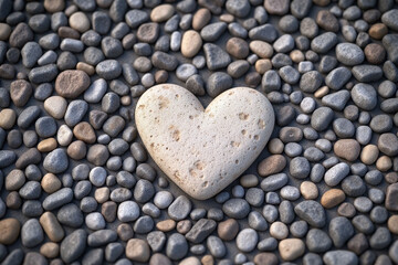 Obraz premium heart shaped stone laying on a pile of rocks
