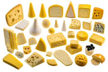 Photo of Assorted Cheeses Isolated on a Black Background Food Variety Display