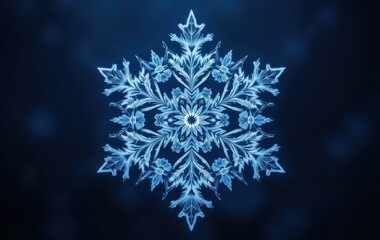Detailed Snowflake Design on Dark Background Winter Theme
