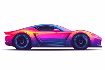 Naklejka premium Sleek Modern Supercar Artwork: Futuristic Car Illustration in Vibrant Purple and Blue Gradient