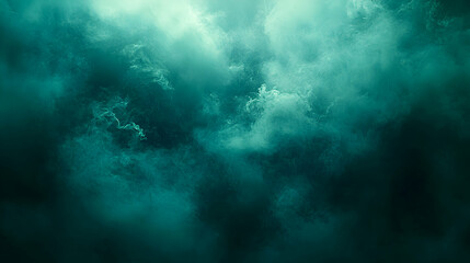 Fototapeta premium Abstract teal and dark green smoke or cloud formation, ideal for backgrounds, textures, or artistic projects. Evokes mystery and depth.