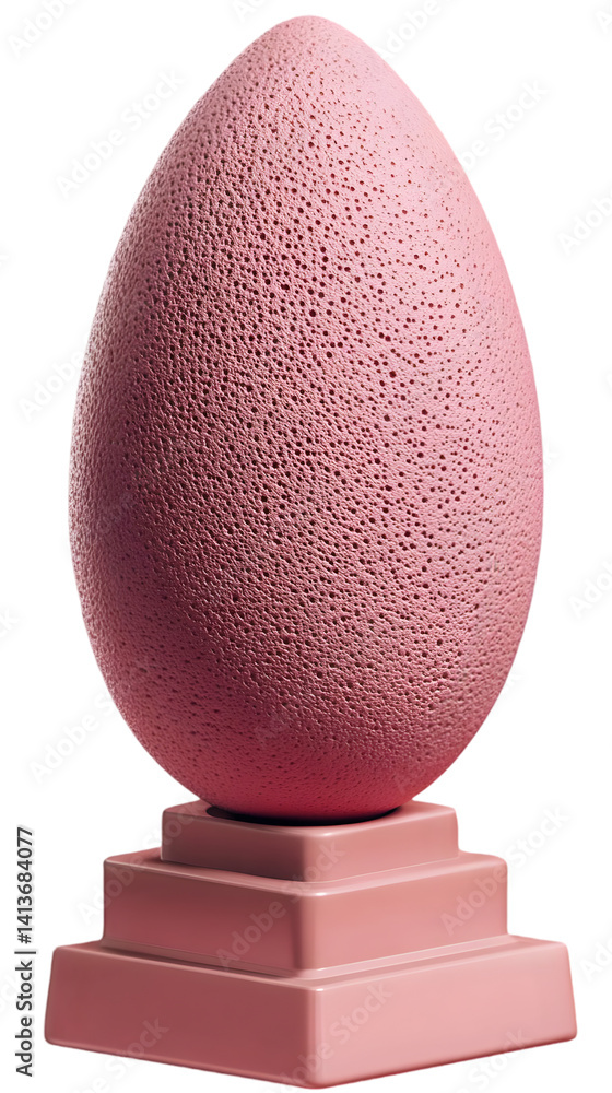 Poster pink egg abstract 3d rendered isolated object on a geometric stand design