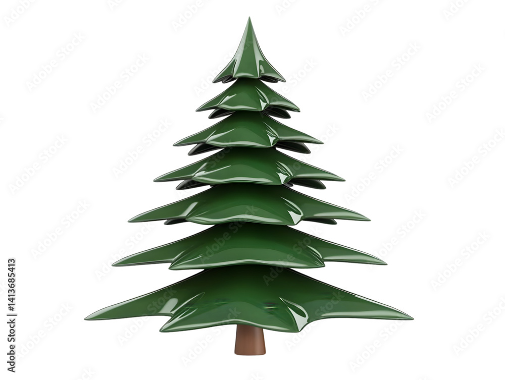 Poster realistic 3d illustration of a green pine tree on transparent background