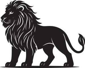 Black and White Lion Silhouette Vector Illustration
